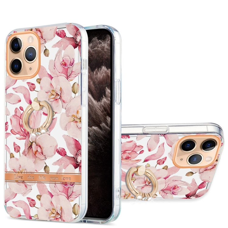 For iPhone 11 Pro Max Ring IMD Flowers TPU Phone Case