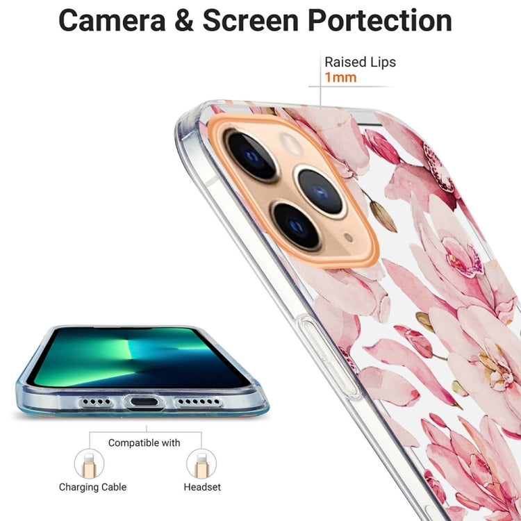 For iPhone 11 Pro Max Ring IMD Flowers TPU Phone Case