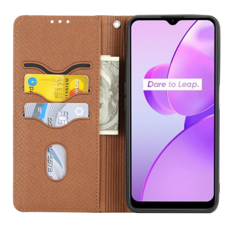 For OPPO Realme C31 4G Global Woven Texture Stitching Magnetic PU Leather Phone Case