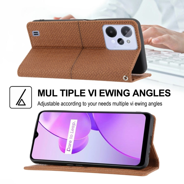 For OPPO Realme C31 4G Global Woven Texture Stitching Magnetic PU Leather Phone Case