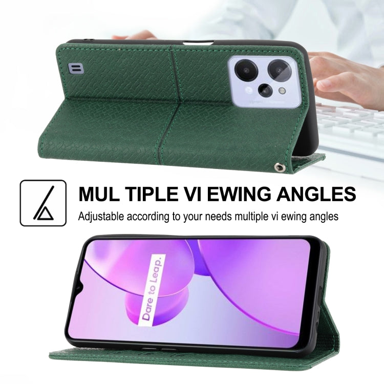 For OPPO Realme C31 4G Global Woven Texture Stitching Magnetic PU Leather Phone Case