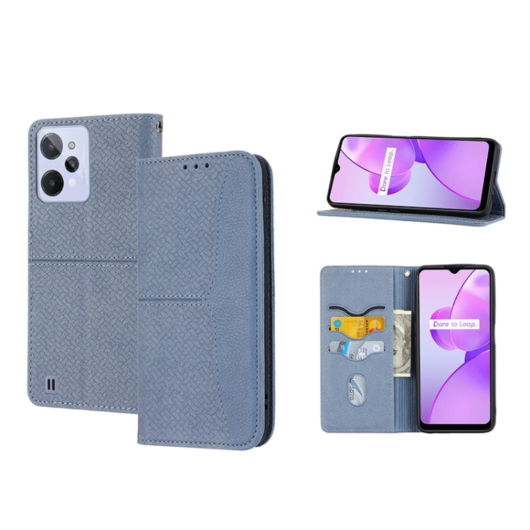 For OPPO Realme C31 4G Global Woven Texture Stitching Magnetic PU Leather Phone Case