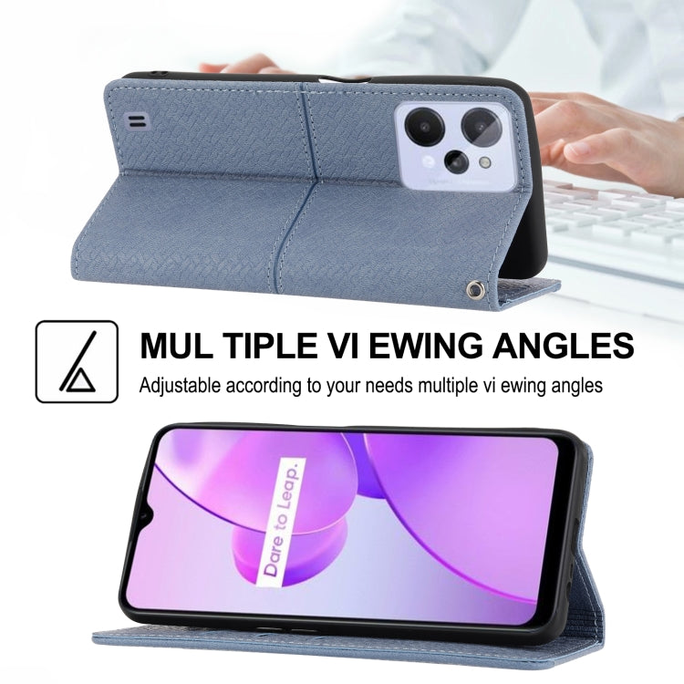 For OPPO Realme C31 4G Global Woven Texture Stitching Magnetic PU Leather Phone Case