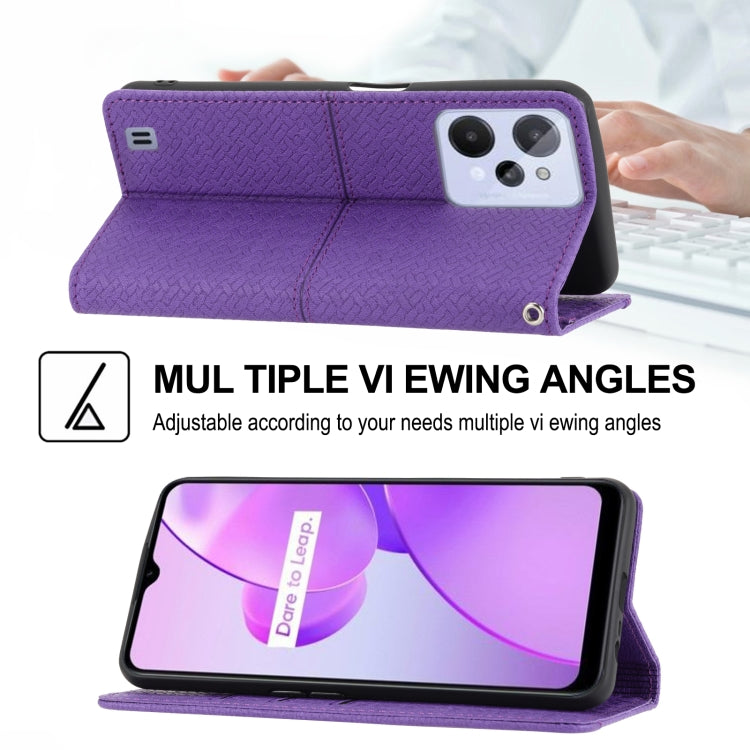 For OPPO Realme C31 4G Global Woven Texture Stitching Magnetic PU Leather Phone Case