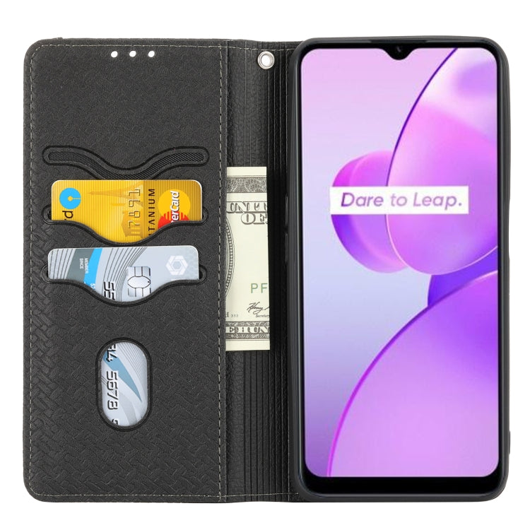 For OPPO Realme C31 4G Global Woven Texture Stitching Magnetic PU Leather Phone Case