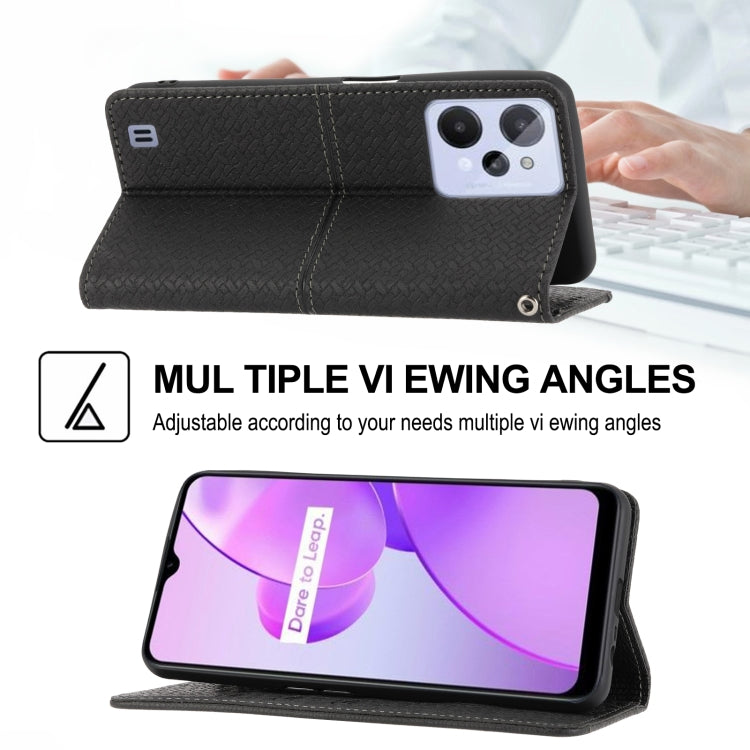 For OPPO Realme C31 4G Global Woven Texture Stitching Magnetic PU Leather Phone Case