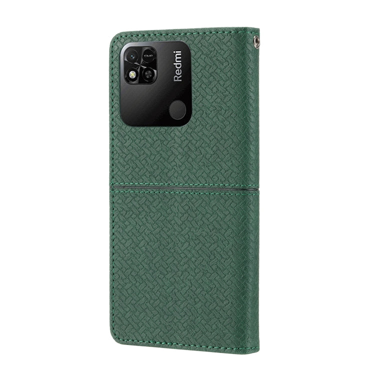 For Xiaomi Redmi 10A Woven Texture Stitching Magnetic PU Leather Phone Case
