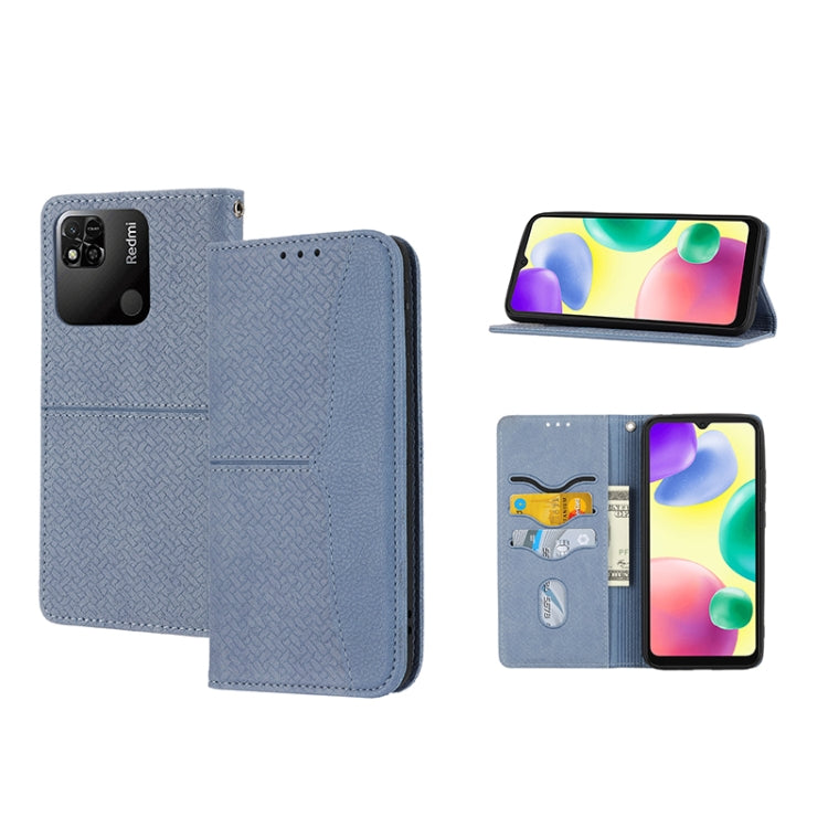 For Xiaomi Redmi 10A Woven Texture Stitching Magnetic PU Leather Phone Case