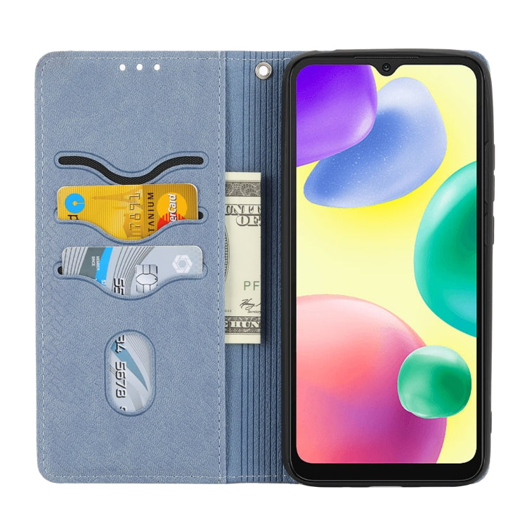 For Xiaomi Redmi 10A Woven Texture Stitching Magnetic PU Leather Phone Case