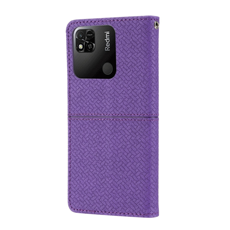 For Xiaomi Redmi 10A Woven Texture Stitching Magnetic PU Leather Phone Case