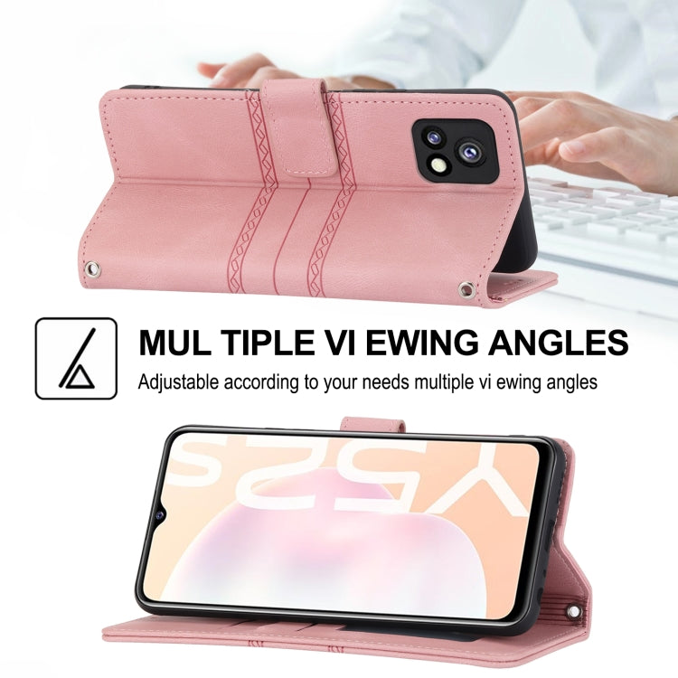 For vivo Y52s Embossed Striped Magnetic Buckle Horizontal Flip Phone Leather Case