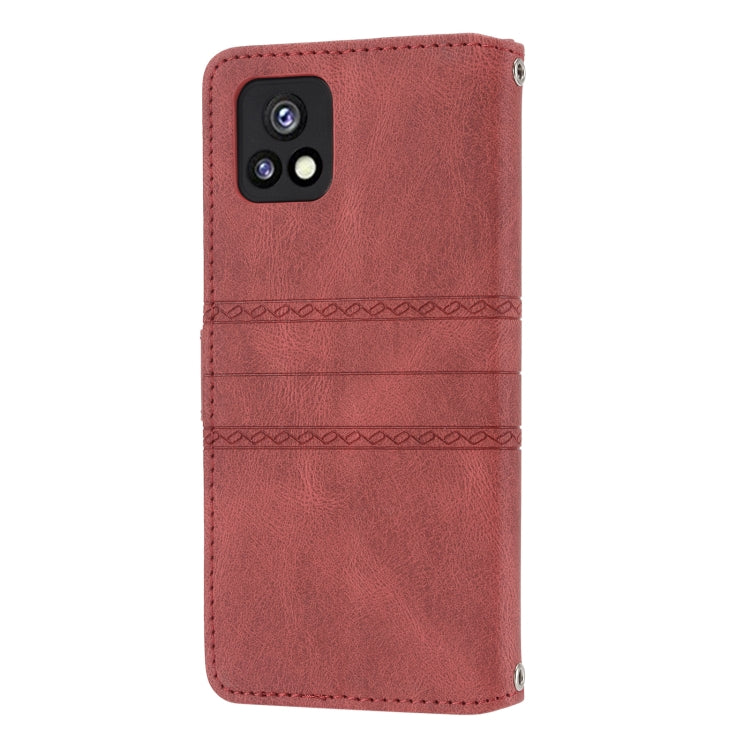 For vivo Y52s Embossed Striped Magnetic Buckle Horizontal Flip Phone Leather Case