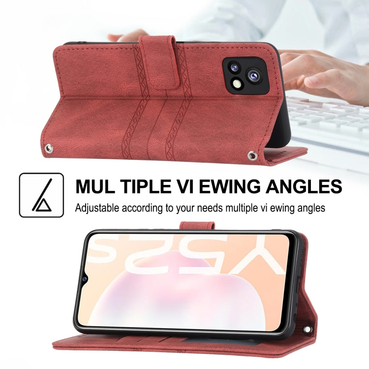 For vivo Y52s Embossed Striped Magnetic Buckle Horizontal Flip Phone Leather Case