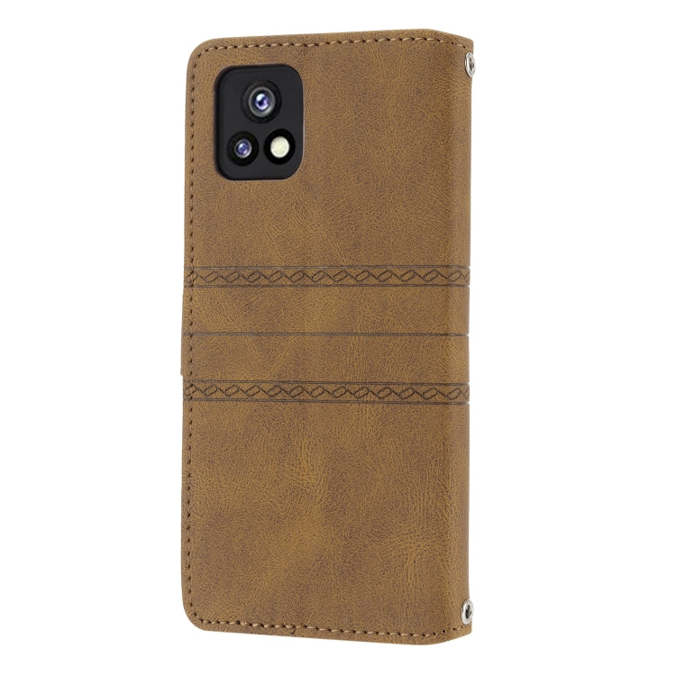 For vivo Y52s Embossed Striped Magnetic Buckle Horizontal Flip Phone Leather Case