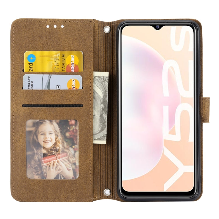 For vivo Y52s Embossed Striped Magnetic Buckle Horizontal Flip Phone Leather Case