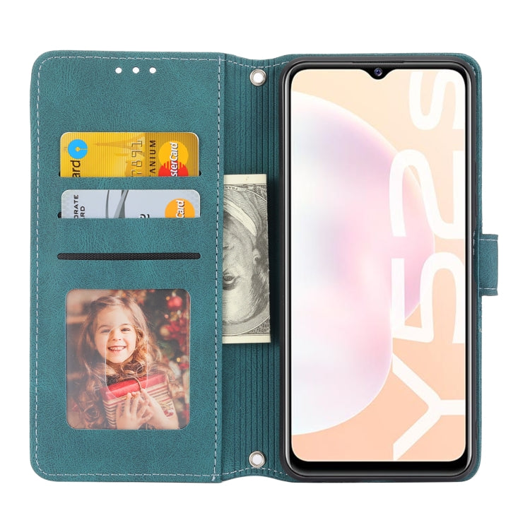 For vivo Y52s Embossed Striped Magnetic Buckle Horizontal Flip Phone Leather Case