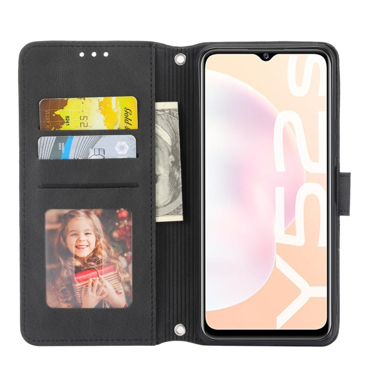 For vivo Y52s Embossed Striped Magnetic Buckle Horizontal Flip Phone Leather Case