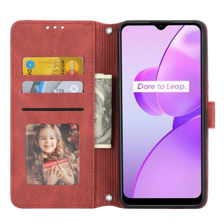 For OPPO Realme C31 4G Global Embossed Striped Magnetic Buckle Horizontal Flip Phone Leather Case