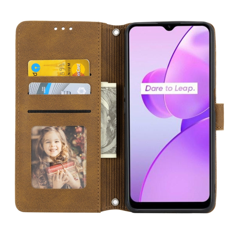 For OPPO Realme C31 4G Global Embossed Striped Magnetic Buckle Horizontal Flip Phone Leather Case