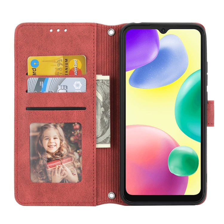 For Xiaomi Redmi 10A Embossed Striped Magnetic Buckle Horizontal Flip Phone Leather Case