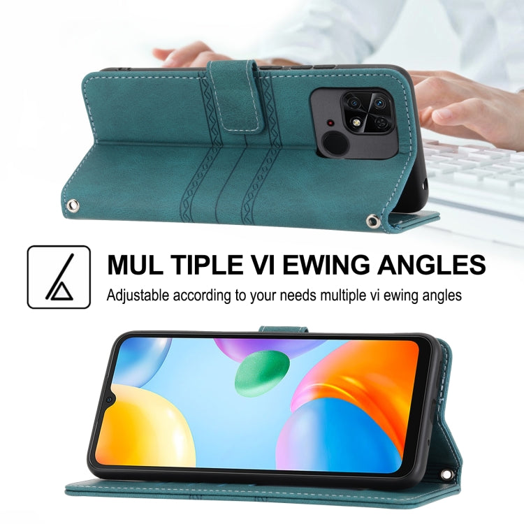 For Xiaomi Redmi 10A Embossed Striped Magnetic Buckle Horizontal Flip Phone Leather Case