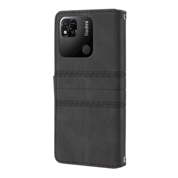 For Xiaomi Redmi 10A Embossed Striped Magnetic Buckle Horizontal Flip Phone Leather Case