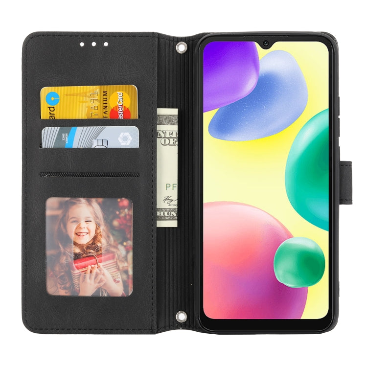 For Xiaomi Redmi 10A Embossed Striped Magnetic Buckle Horizontal Flip Phone Leather Case