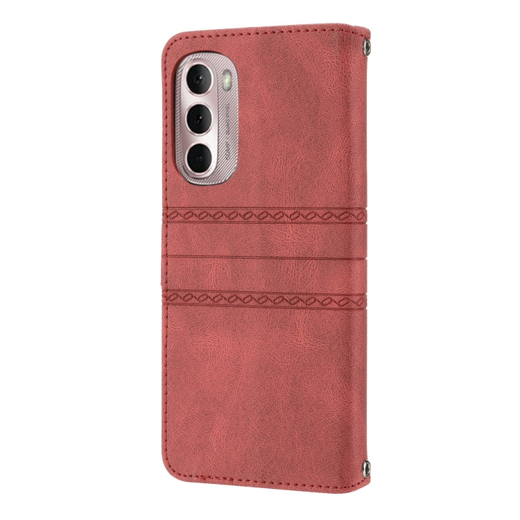 For Motorola Moto G Stylus 5G 2022 Embossed Striped Magnetic Buckle Horizontal Flip Phone Leather Case
