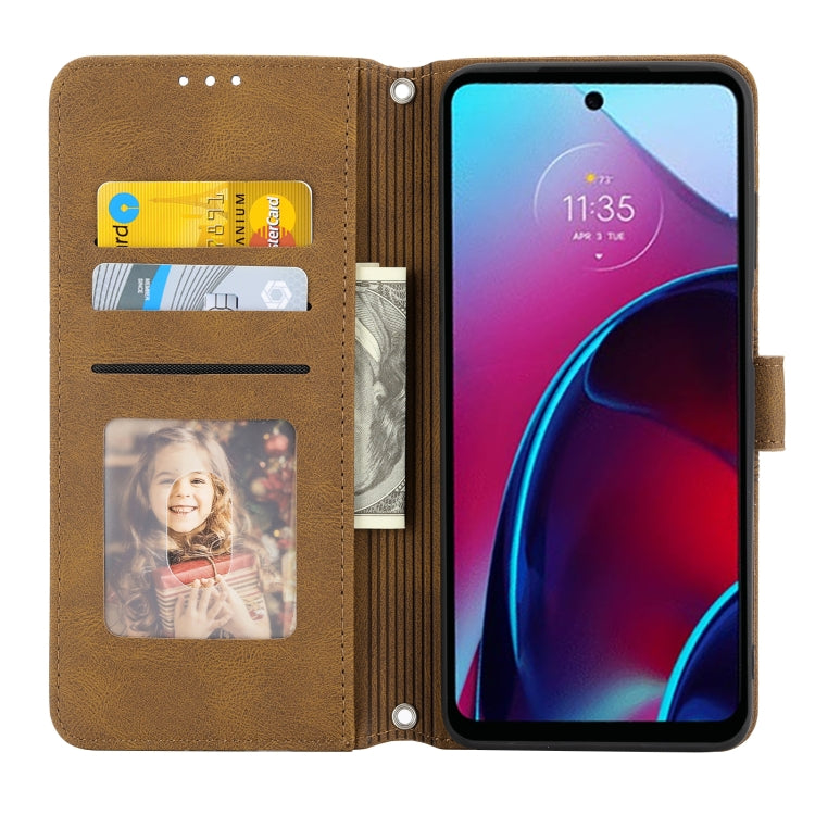 For Motorola Moto G Stylus 5G 2022 Embossed Striped Magnetic Buckle Horizontal Flip Phone Leather Case