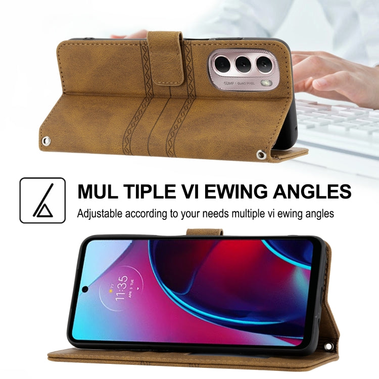 For Motorola Moto G Stylus 5G 2022 Embossed Striped Magnetic Buckle Horizontal Flip Phone Leather Case