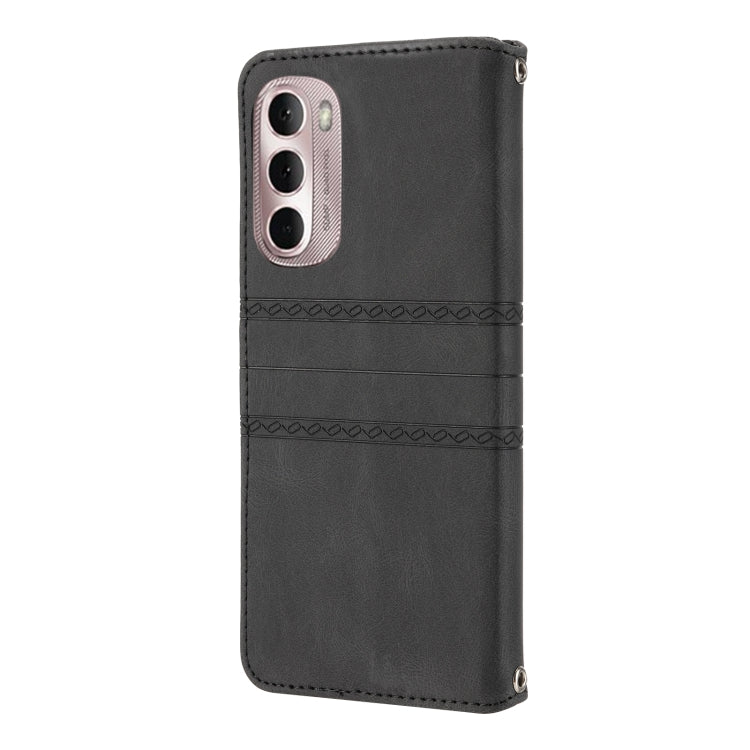 For Motorola Moto G Stylus 5G 2022 Embossed Striped Magnetic Buckle Horizontal Flip Phone Leather Case