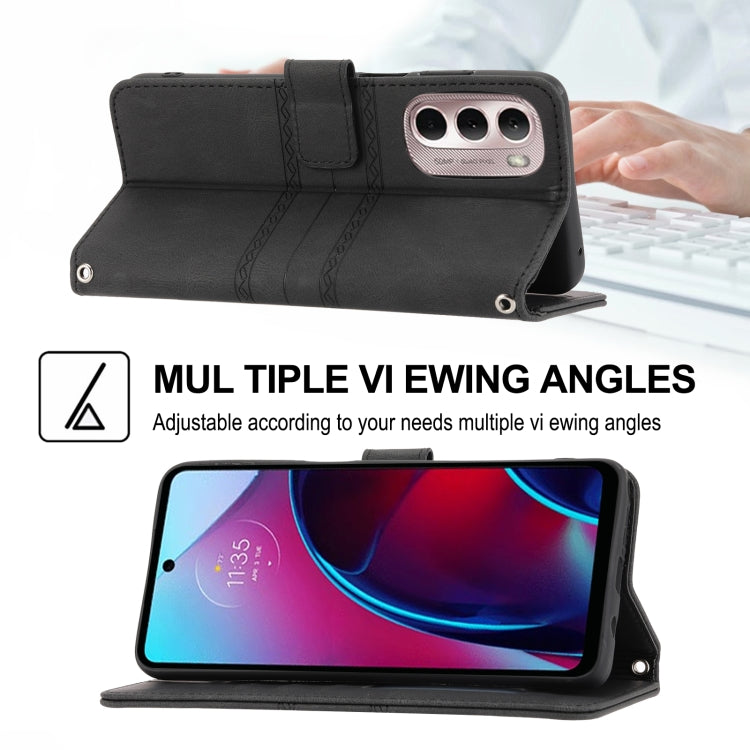 For Motorola Moto G Stylus 5G 2022 Embossed Striped Magnetic Buckle Horizontal Flip Phone Leather Case