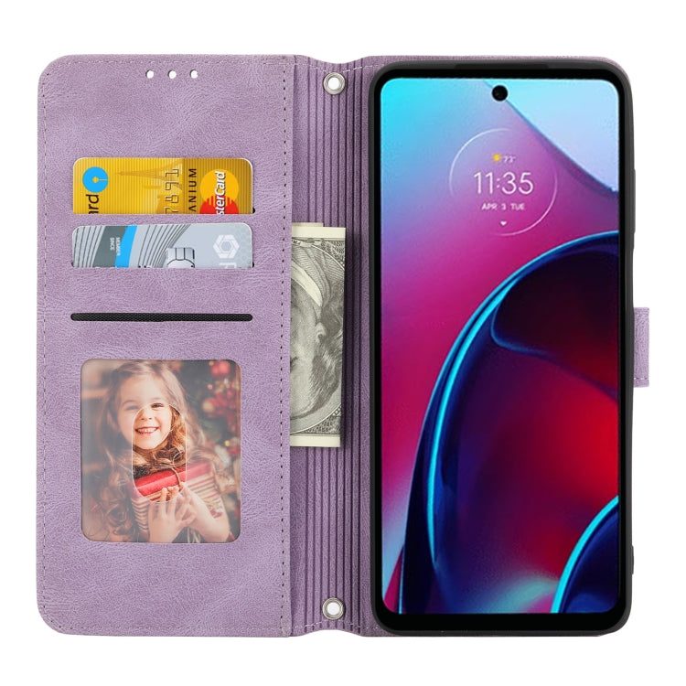 For Motorola Moto G Stylus 5G 2022 Embossed Striped Magnetic Buckle Horizontal Flip Phone Leather Case