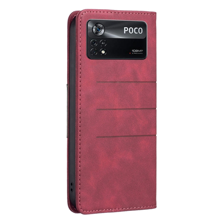 For Xiaomi Poco M4 Pro 5G BF10 Color Block Magnetic Flip Leather Phone Case