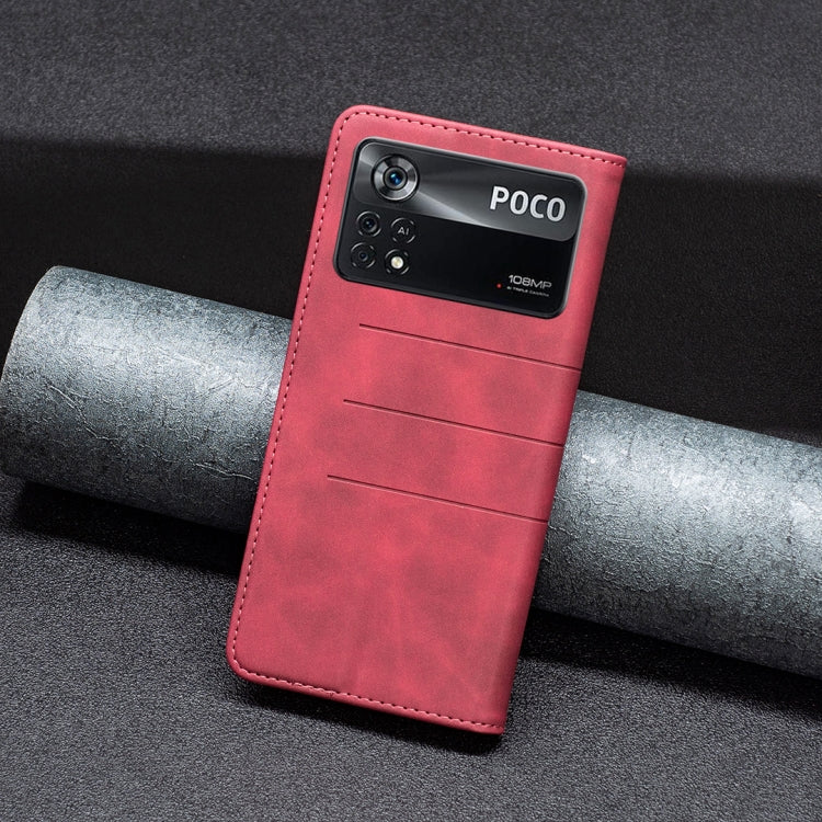 For Xiaomi Poco M4 Pro 5G BF10 Color Block Magnetic Flip Leather Phone Case