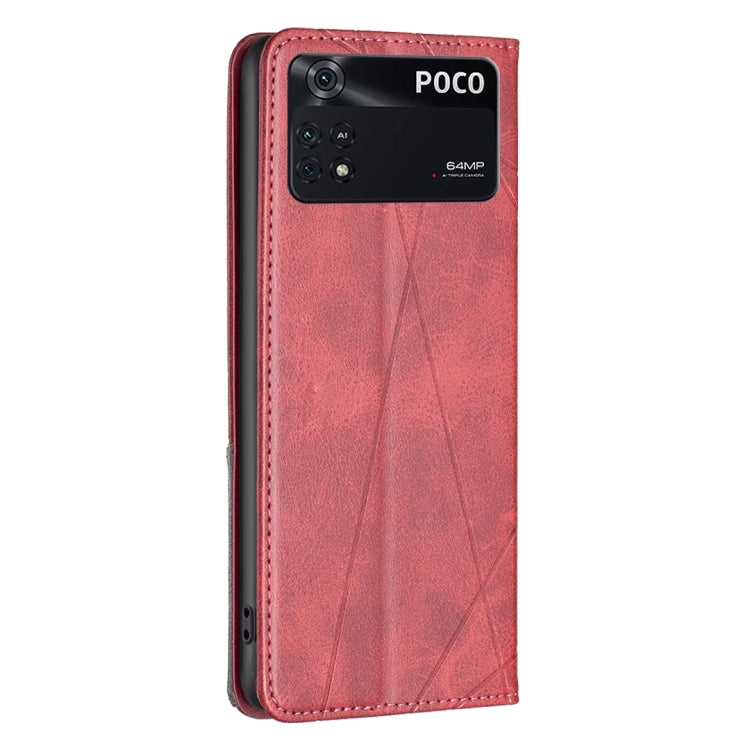 For Xiaomi Poco M4 Pro Rhombus Texture Magnetic Leather Phone Case