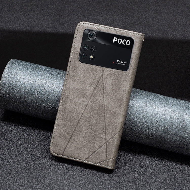 For Xiaomi Poco M4 Pro Rhombus Texture Magnetic Leather Phone Case