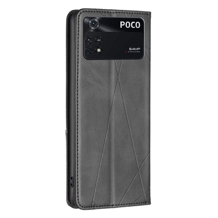 For Xiaomi Poco M4 Pro Rhombus Texture Magnetic Leather Phone Case