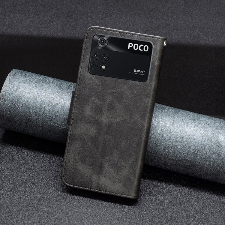 For Xiaomi Poco M4 Pro Lambskin Texture Pure Color Flip Leather Phone Case