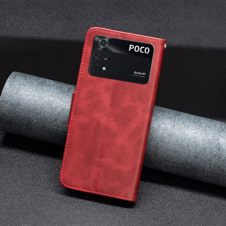 For Xiaomi Poco M4 Pro Lambskin Texture Pure Color Flip Leather Phone Case