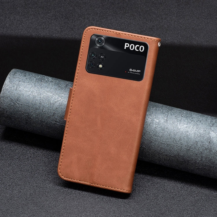For Xiaomi Poco M4 Pro Lambskin Texture Pure Color Flip Leather Phone Case