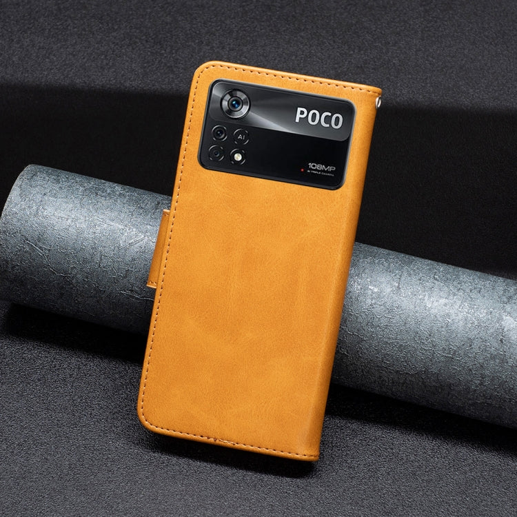 For Xiaomi Poco M4 Pro 5G Lambskin Texture Pure Color Flip Leather Phone Case