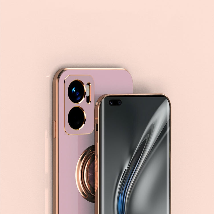 For Xiaomi Redmi Note 11E 6D Electroplating Full Coverage Silicone Protective Case with Magnetic Ring Holder