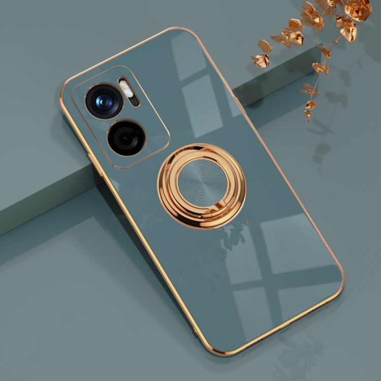 For Xiaomi Redmi Note 11E 6D Electroplating Full Coverage Silicone Protective Case with Magnetic Ring Holder