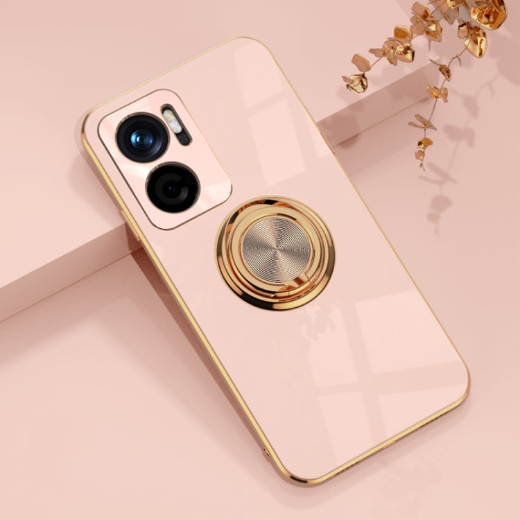 For Xiaomi Redmi Note 11E 6D Electroplating Full Coverage Silicone Protective Case with Magnetic Ring Holder