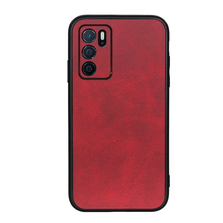 For OPPO A16 Accurate Hole Two-color Calf Texture PU Phone Case