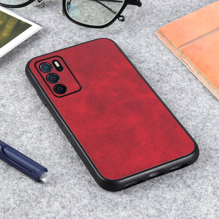 For OPPO A16 Accurate Hole Two-color Calf Texture PU Phone Case