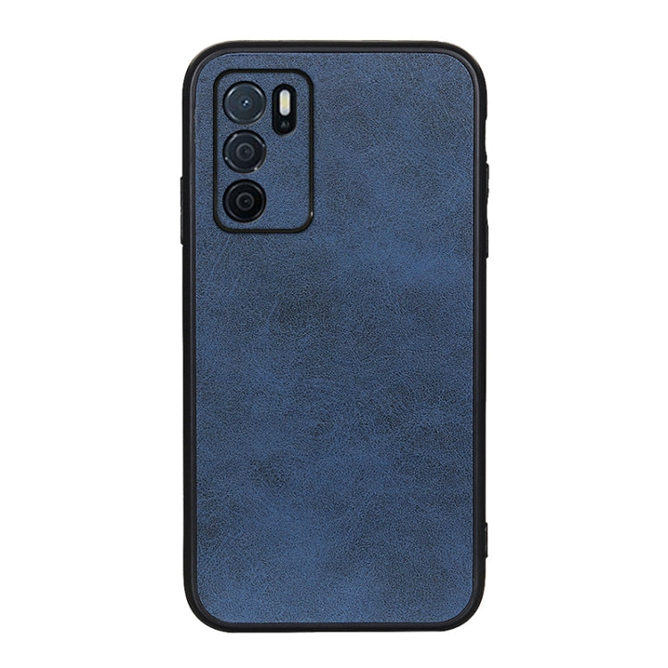 For OPPO A16 Accurate Hole Two-color Calf Texture PU Phone Case