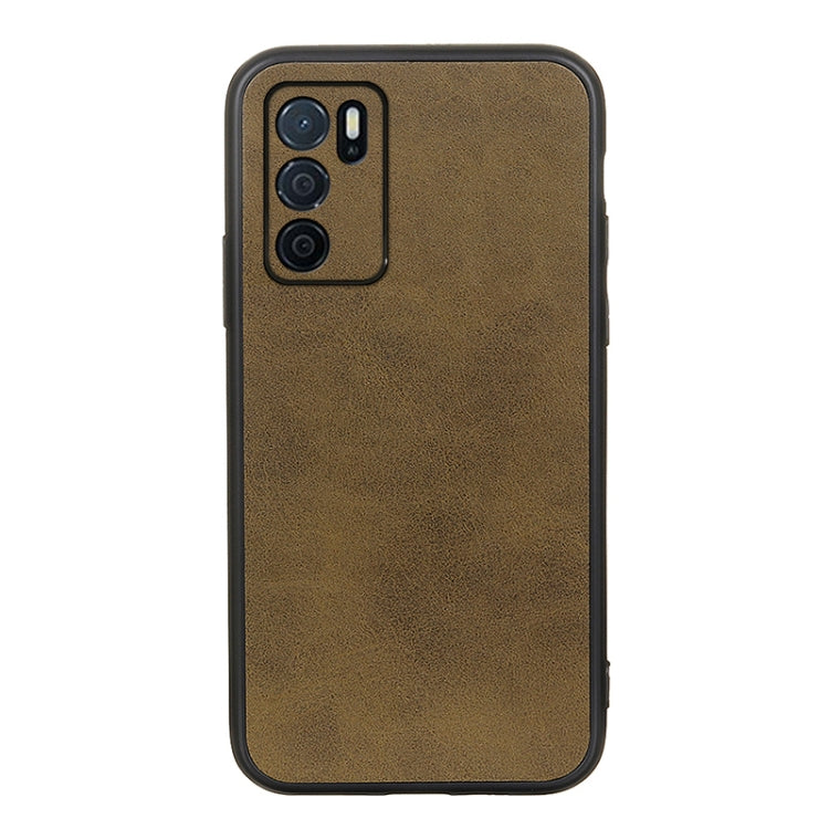 For OPPO A16 Accurate Hole Two-color Calf Texture PU Phone Case