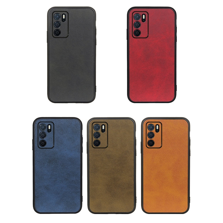 For OPPO A16 Accurate Hole Two-color Calf Texture PU Phone Case